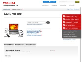 Satellite P105-S6124 driver download page on the Toshiba site