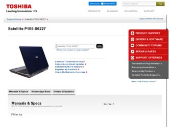 Satellite P105-S6227 driver download page on the Toshiba site