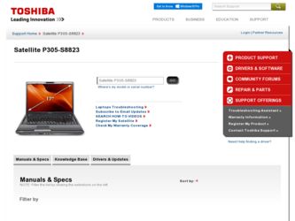 Satellite P305-S8823 driver download page on the Toshiba site