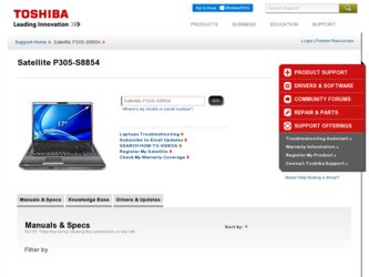 Satellite P305-S8854 driver download page on the Toshiba site
