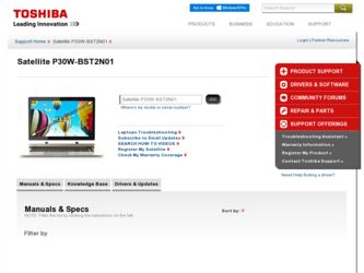 Satellite P30W-BST2N22 driver download page on the Toshiba site