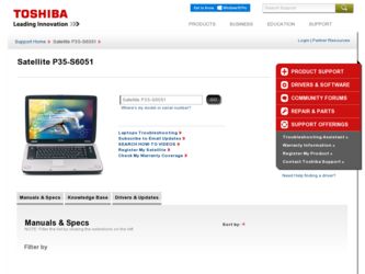 Satellite P35-S6051 driver download page on the Toshiba site