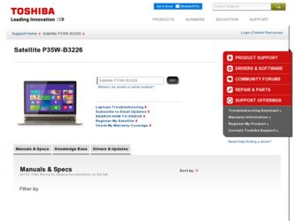 Satellite P35W driver download page on the Toshiba site