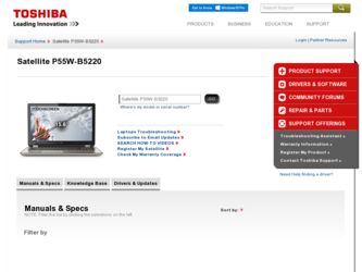 Satellite P55W-B5220 driver download page on the Toshiba site