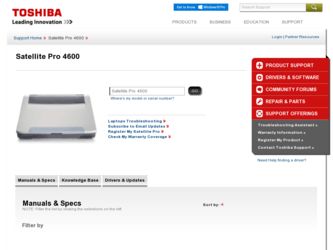 Satellite Pro 4600 driver download page on the Toshiba site