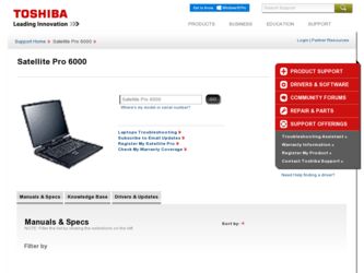Satellite Pro 6000 driver download page on the Toshiba site