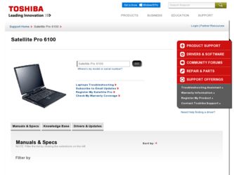 Satellite Pro 6100 driver download page on the Toshiba site
