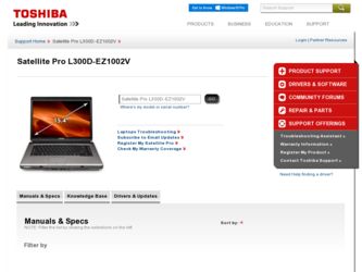 Satellite Pro L300D-EZ1002V driver download page on the Toshiba site
