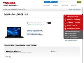 Satellite Pro L640-EZ1410 driver download page on the Toshiba site
