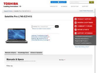 Satellite Pro L740-EZ1413 driver download page on the Toshiba site