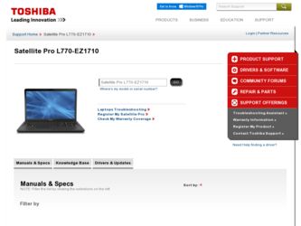Satellite Pro L770 driver download page on the Toshiba site