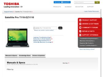 Satellite Pro T110-EZ1110 driver download page on the Toshiba site