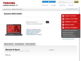 Satellite S855-S5264 driver download page on the Toshiba site