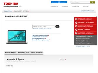 Satellite S870 driver download page on the Toshiba site