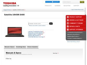 Satellite U845W-S400 driver download page on the Toshiba site