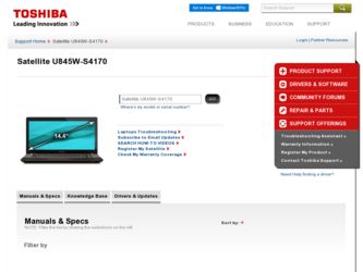 Satellite U845W-S4170 driver download page on the Toshiba site