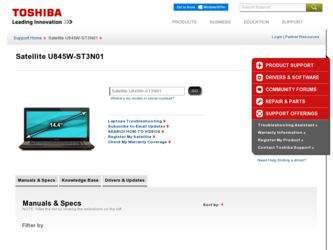 Satellite U845W-ST3N01 driver download page on the Toshiba site