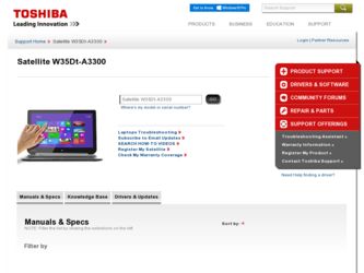 Satellite W35Click-A3300 driver download page on the Toshiba site