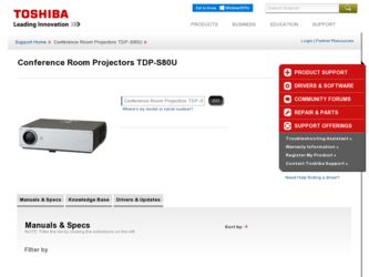 TDP-S80U driver download page on the Toshiba site