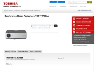 TDP-TW90AU driver download page on the Toshiba site