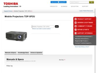TDP-XP2U driver download page on the Toshiba site