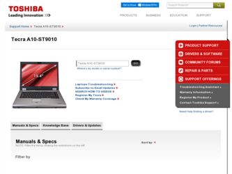 Tecra A10-ST9010 driver download page on the Toshiba site