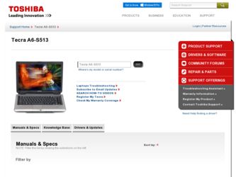 Tecra A6-S513 driver download page on the Toshiba site