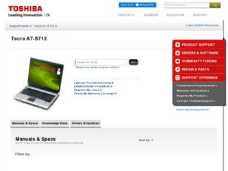 Tecra A7-S712 driver download page on the Toshiba site