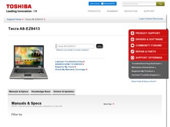 Tecra A8-EZ8413 driver download page on the Toshiba site