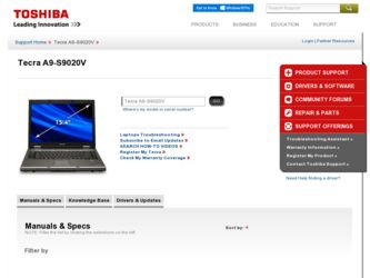 Tecra A9-S9020V driver download page on the Toshiba site
