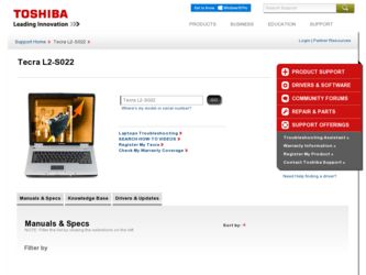 Tecra L2-S022 driver download page on the Toshiba site