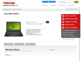 Tecra M11-S3411 driver download page on the Toshiba site