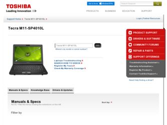 Tecra M11-SP4010L driver download page on the Toshiba site