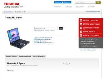 Tecra M3-S316 driver download page on the Toshiba site