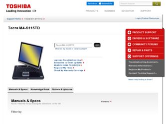 Tecra M4-S115TD driver download page on the Toshiba site