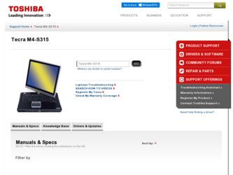 Tecra M4-S315 driver download page on the Toshiba site