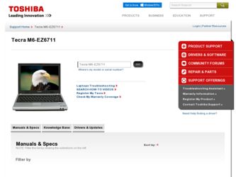 Tecra M6-EZ6711 driver download page on the Toshiba site