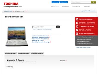 Tecra M9-ST5511 driver download page on the Toshiba site