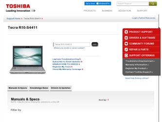 Tecra R10-S4411 driver download page on the Toshiba site