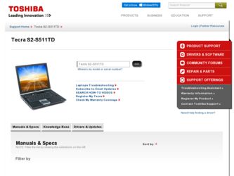 Tecra S2-S511TD driver download page on the Toshiba site