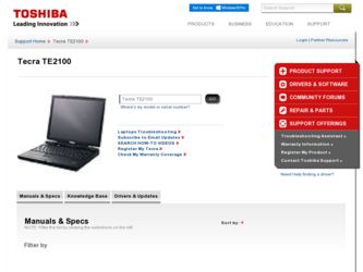 Tecra TE2100 driver download page on the Toshiba site