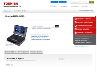 U100 driver download page on the Toshiba site