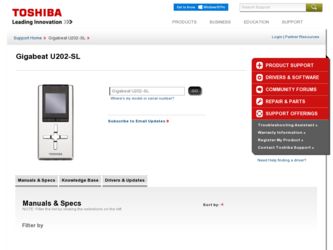 U202-SL driver download page on the Toshiba site