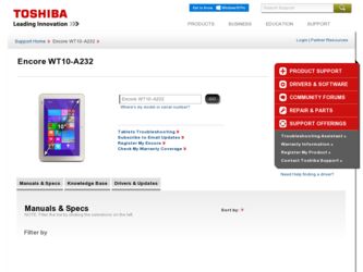 WT10-A232 driver download page on the Toshiba site