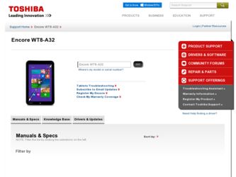 WT8-A32 driver download page on the Toshiba site