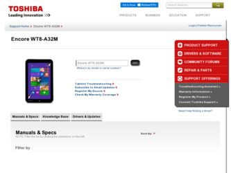 WT8-A32M driver download page on the Toshiba site