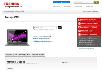 Z10t driver download page on the Toshiba site