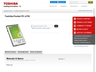 e755 driver download page on the Toshiba site
