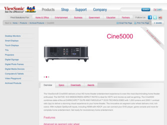 CINE5000 driver download page on the ViewSonic site