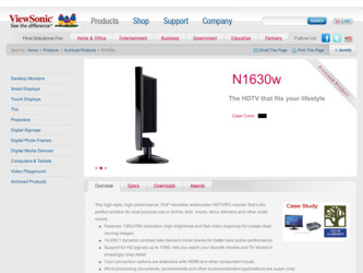 N1630W driver download page on the ViewSonic site
